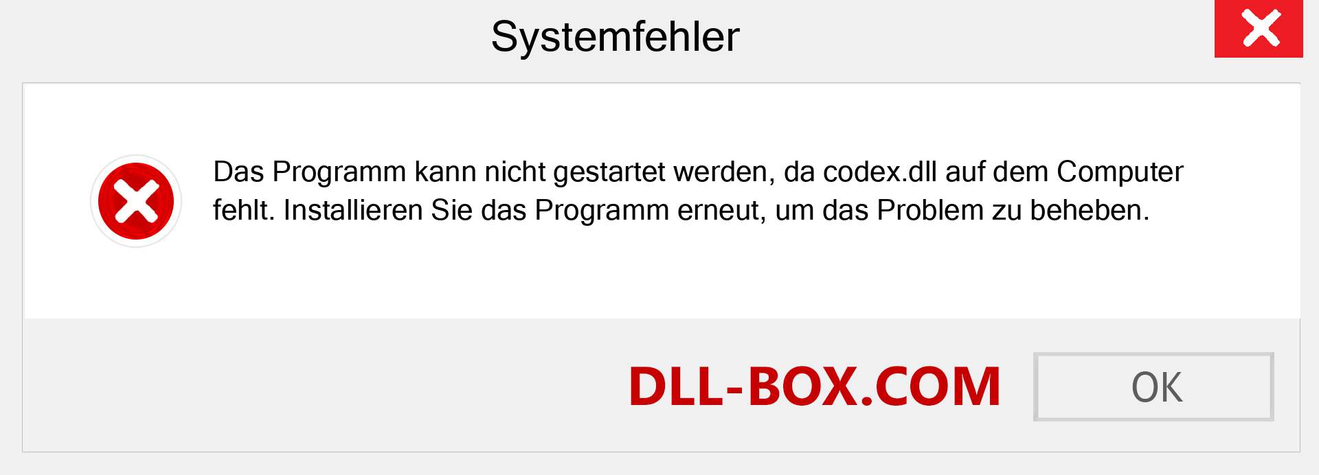 codex.dll-Datei fehlt?. Download für Windows 7, 8, 10 - Fix codex dll Missing Error unter Windows, Fotos, Bildern