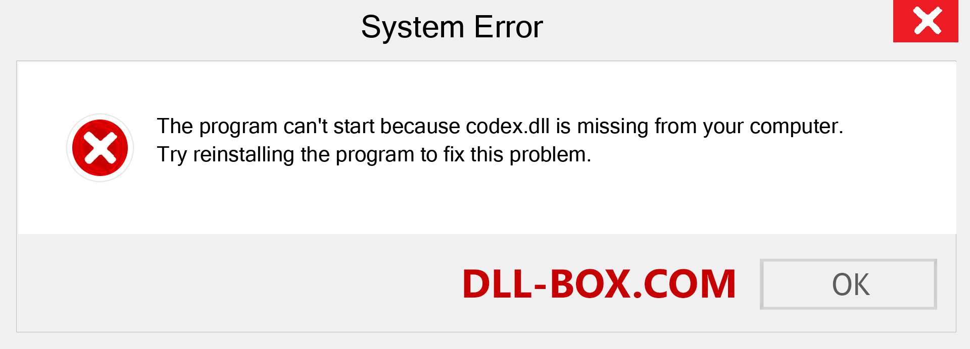  codex.dll file is missing?. Download for Windows 7, 8, 10 - Fix  codex dll Missing Error on Windows, photos, images